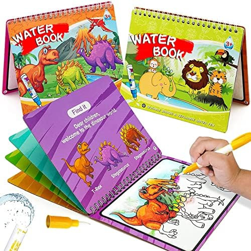 Dinosaur Animal Magic Paint With Water Coloring Books for Toddler, Reusable Water Reveal Doodle A... | Amazon (US)