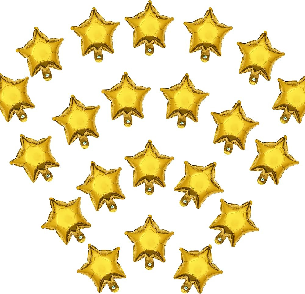 5 Inch Gold Star Shape Foil Balloons, 50pcs Small Mylar Balloons Mini Balloons for Birthday Baby ... | Amazon (US)