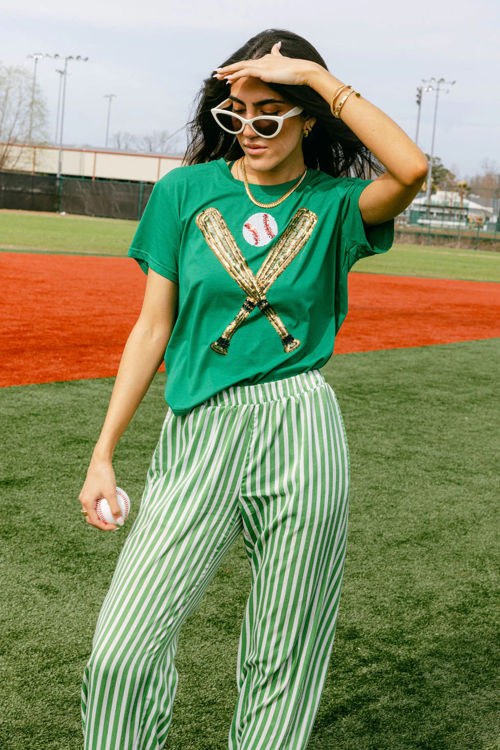 Green & Gold Baseball Tee | Queen of Sparkles