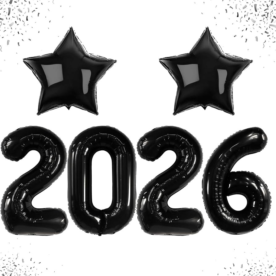 KatchOn, Giant 2026 Balloon Numbers Black - 40 Inch | 2026 Balloons Black with Black Star Balloon... | Amazon (CA)
