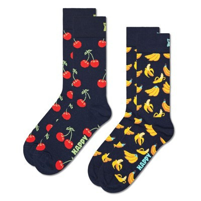 Happy Socks Adult Crew Cherry Fruits Food Socks in sustainable materials - 2pk in Color Navy, Size 9-11 | Target