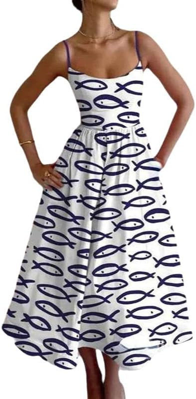 Melliflo Women Sleeveless Y2K Graffiti Print Cami Dress Summer Casual Spaghetti Strap Boho Dresse... | Amazon (US)