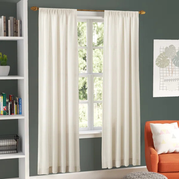 Berwick Linen Blend Solid Semi-Sheer Rod Pocket Single Curtain Panel | Wayfair North America