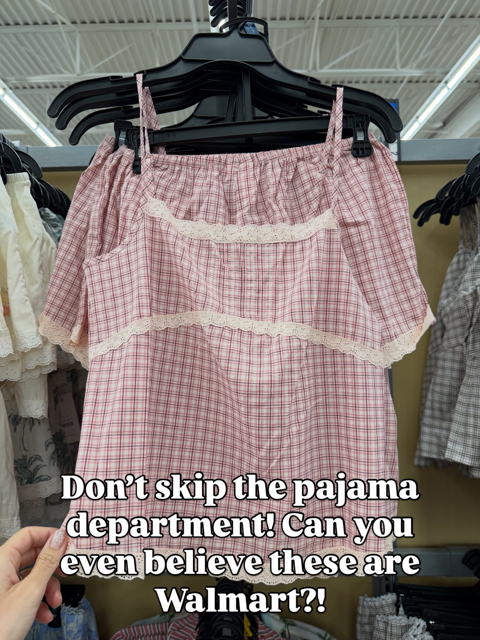 Walmart cotton pajama sets with lace detail #walmartfashion
