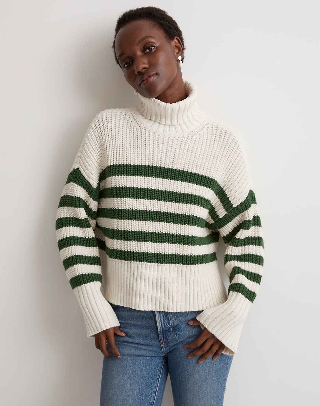 Wide Rib Turtleneck Sweater in Stripe | Madewell