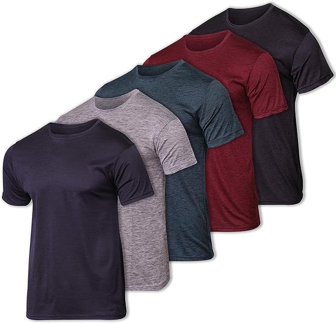 5 Pack: Men’s Dry-Fit Moisture Wicking Active Athletic Performance Crew T-Shirt | Amazon (US)