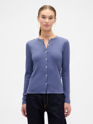Ribbed Button-Up Top | Gap Factory