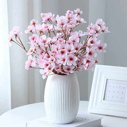 Fake Flowers Cherry Blossom Decor - 4 Pcs Silk Artificial Flowers (Not Include Vase), Pink Cherry Bl | Amazon (US)