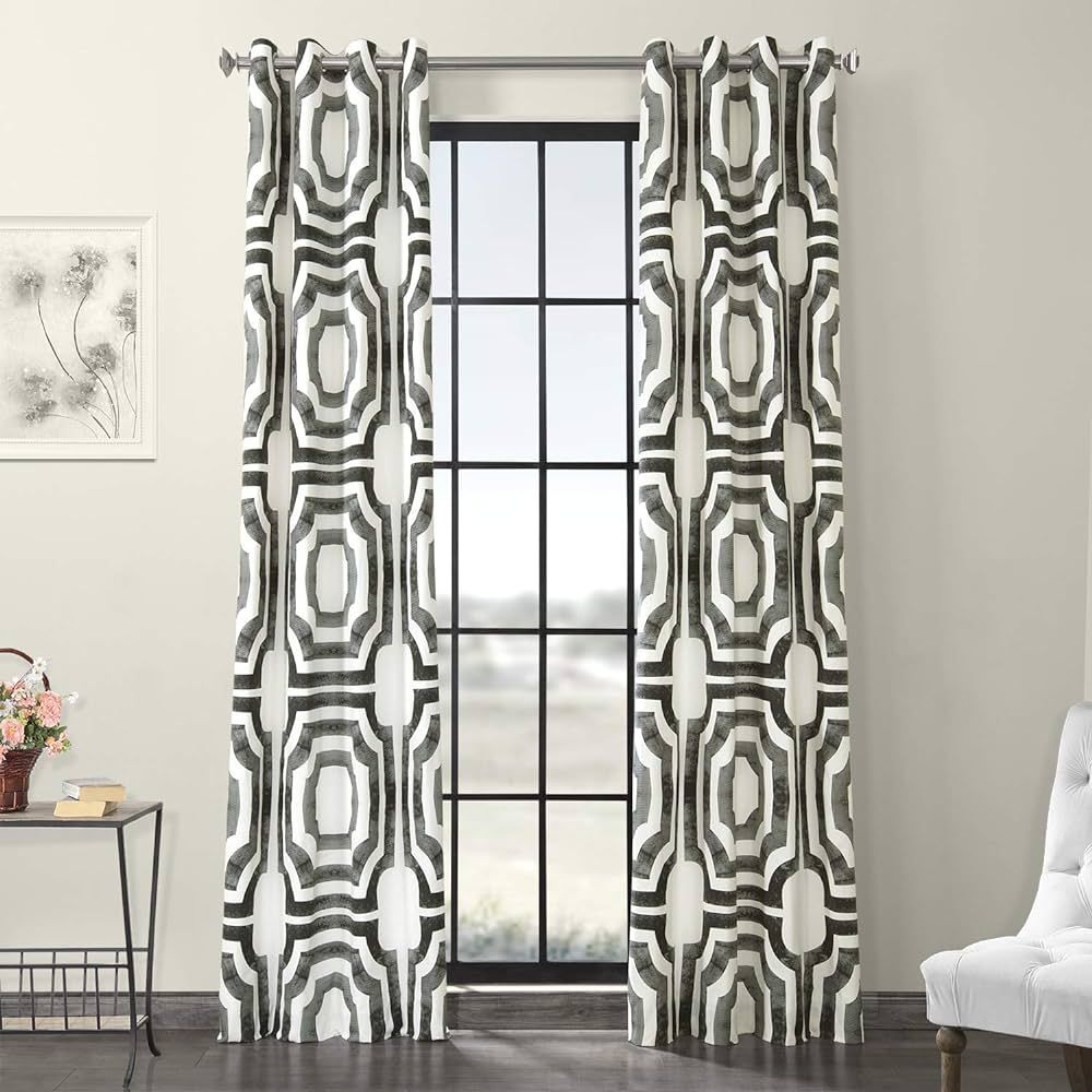 HPD Half Price Drapes Grommet Geometric Printed Curtains Luxury Cotton Curtains 108 Inches Long (... | Amazon (US)