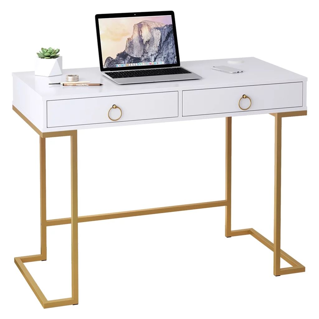 Computer Desk, Modern Simple Home Office Desk Study Table Writing Desk Workstation with 2 Large S... | Walmart (US)
