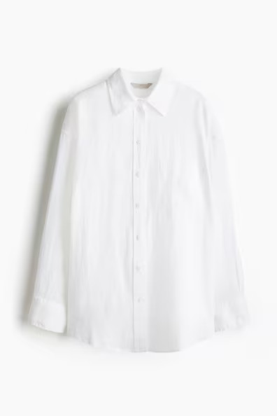 H & M - Oversized Linen Shirt - White | H&M (US + CA)