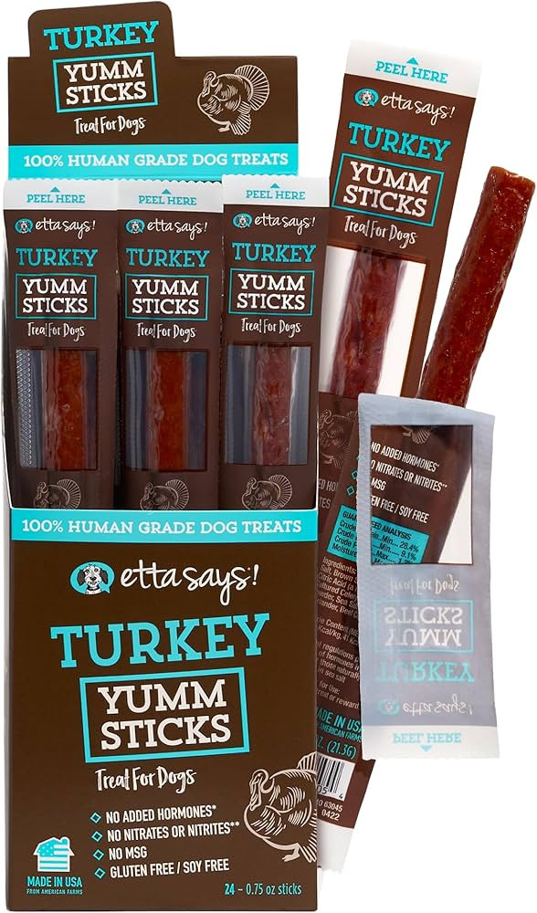 etta says! Yumm Sticks - Real Meat Turkey Dog Jerky Treats - Human Grade - Made in The USA (24 Count Pack of 1) | Amazon (US)