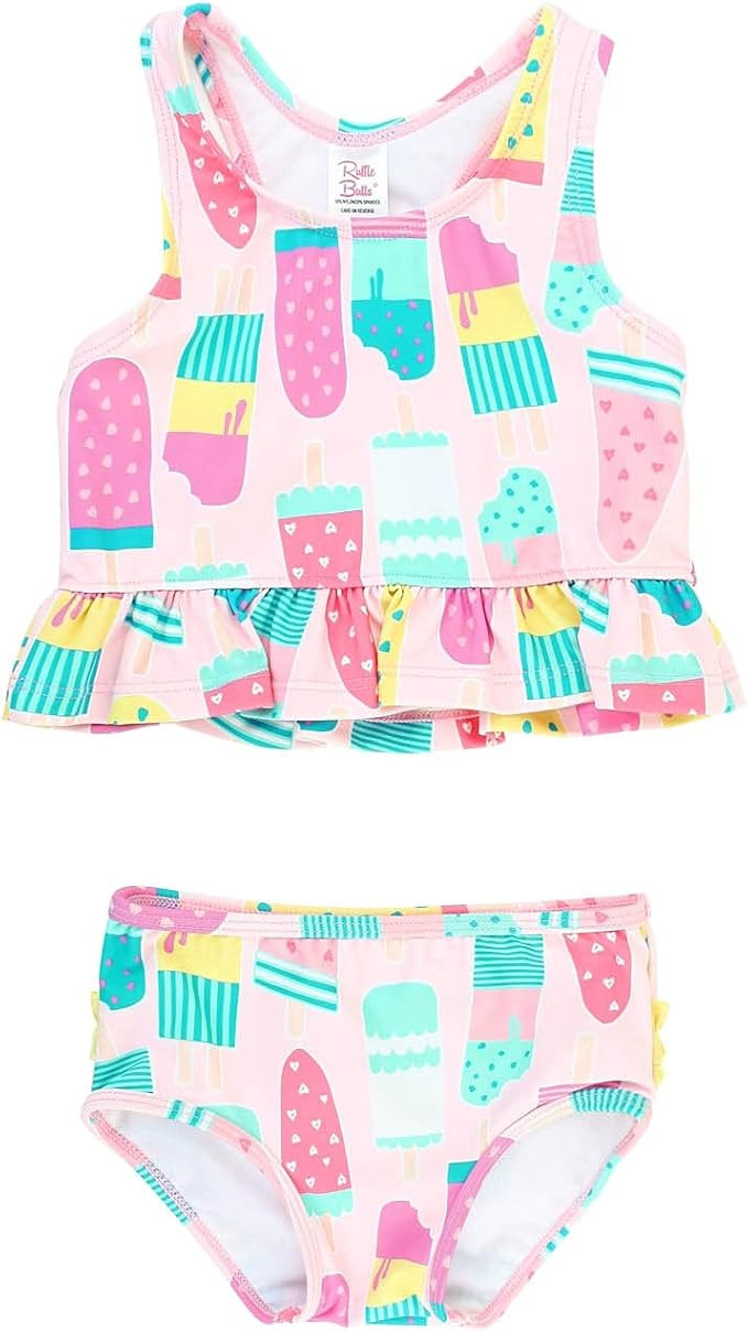RuffleButts Baby/Toddler Girls Cropped 2-Piece Sleeveless Tankini Swimsuits with UPF50+ Sun Prote... | Amazon (US)