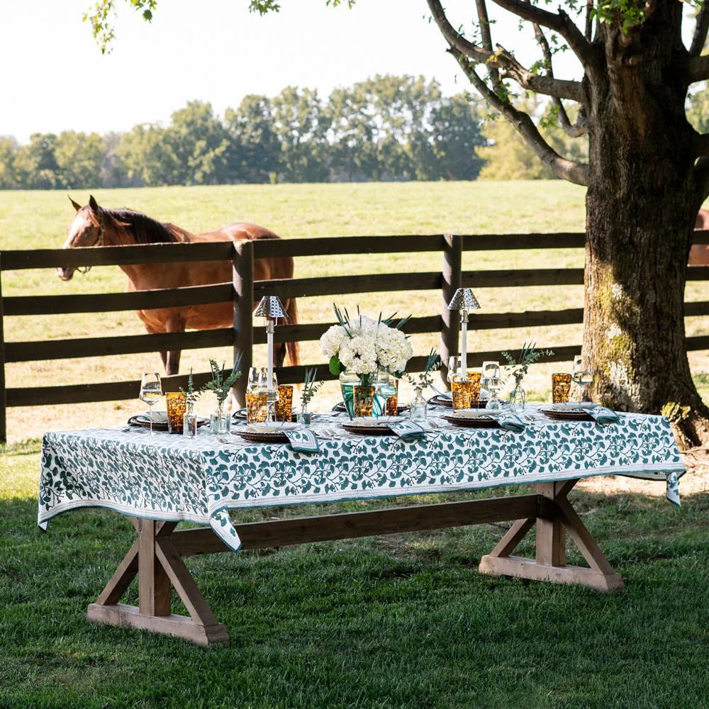 Ginkgo Teal Tablecloth | Pomegranate
