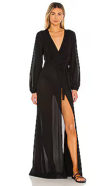 Michael Costello x REVOLVE Layla Wrap Dress in Black from Revolve.com | Revolve Clothing (Global)