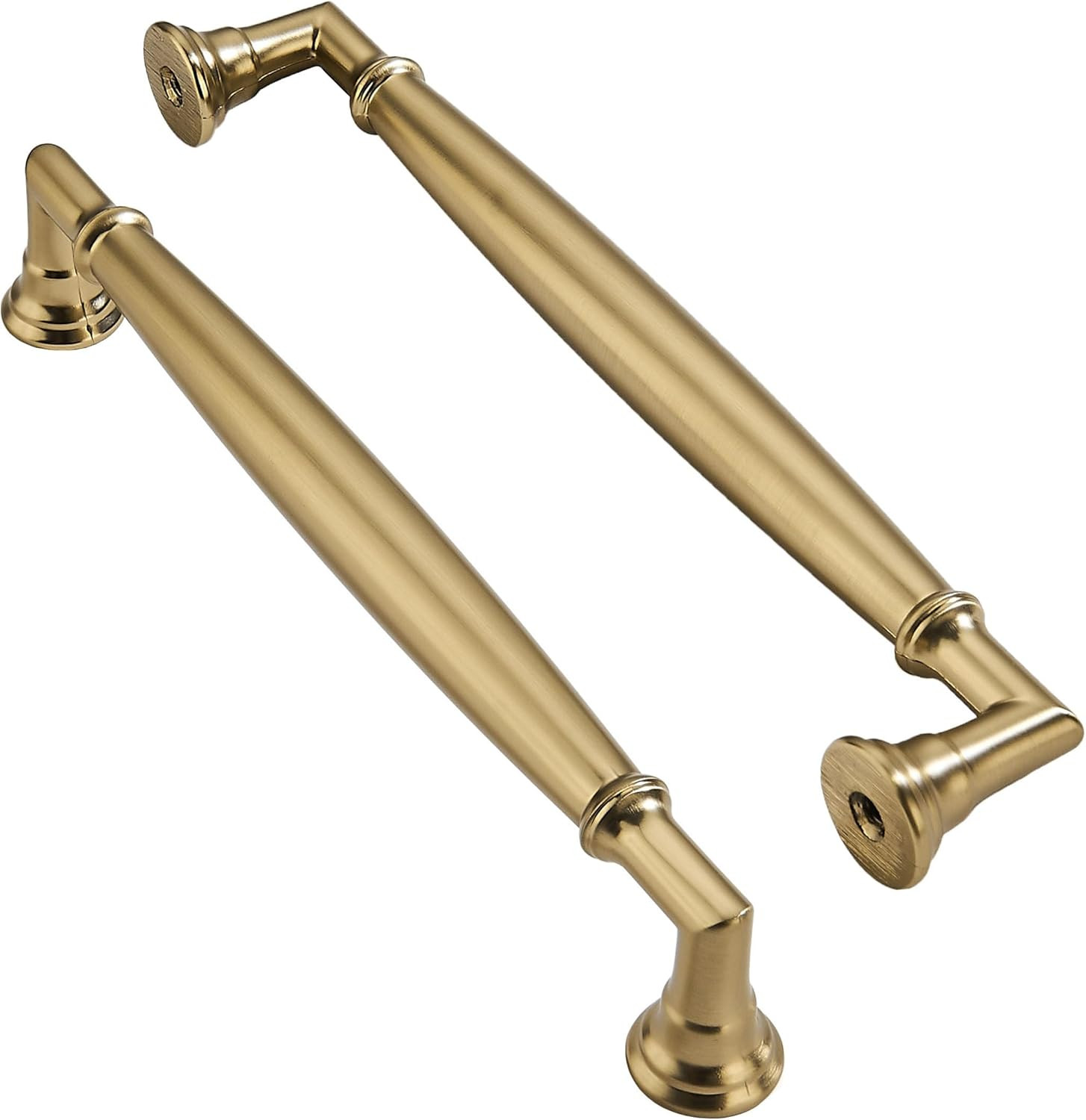 2 Pack 6 Inch Hole Center Brushed Brass Cabinet pulls Solid Satin Brass Heavy Duty Cabinet Pull C... | Amazon (US)