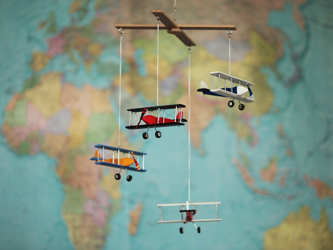 Airplane Mobile 4 Different Hanging Planes Decorative Wooden - Etsy | Etsy (US)