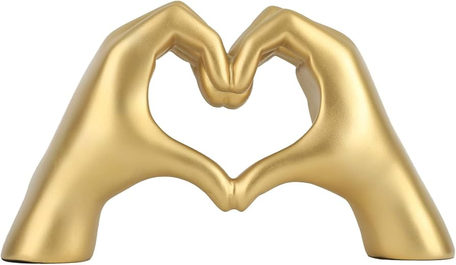 Heart Hand Sculpture, Gold Shelf Decoration Aesthetics for Room Bookshelf Coffee Table Dining Tab... | Amazon (US)