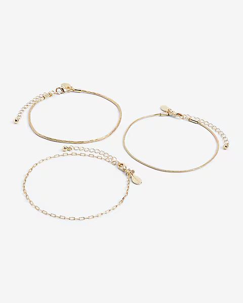 Set Of 3 Waterproof Mixed Chain Anklets | Express