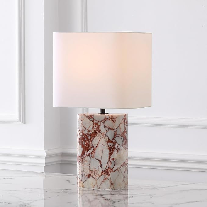 SAFAVIEH Couture Lighting Collection - Lisabryna White & Red Marble Table Lamp with White Shade, ... | Amazon (US)