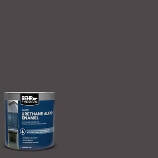 BEHR PREMIUM 1 qt. #N530-7 Private Black Satin Enamel Urethane Alkyd Interior/Exterior Paint 7930... | The Home Depot