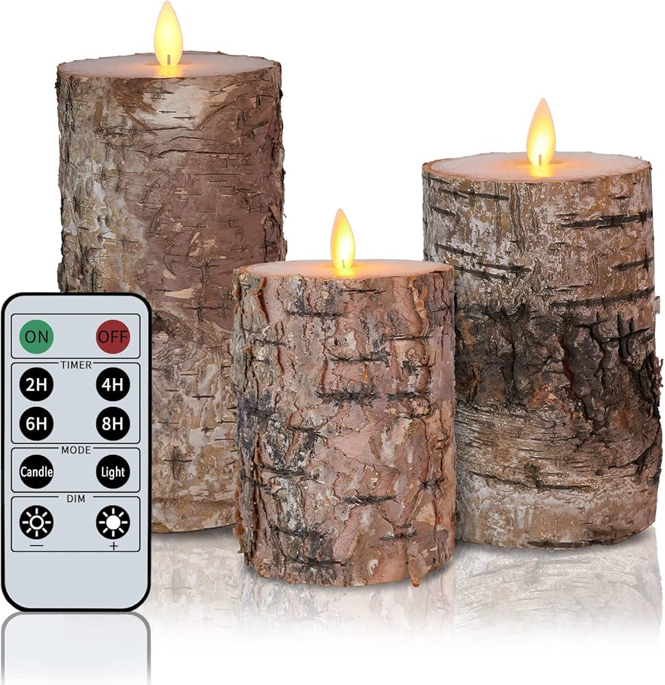 Incredle Birch Flameless Candles Moving Flame Battery Operated Candles Set of H4 5" 6" xD3 Real Wax  | Amazon (US)