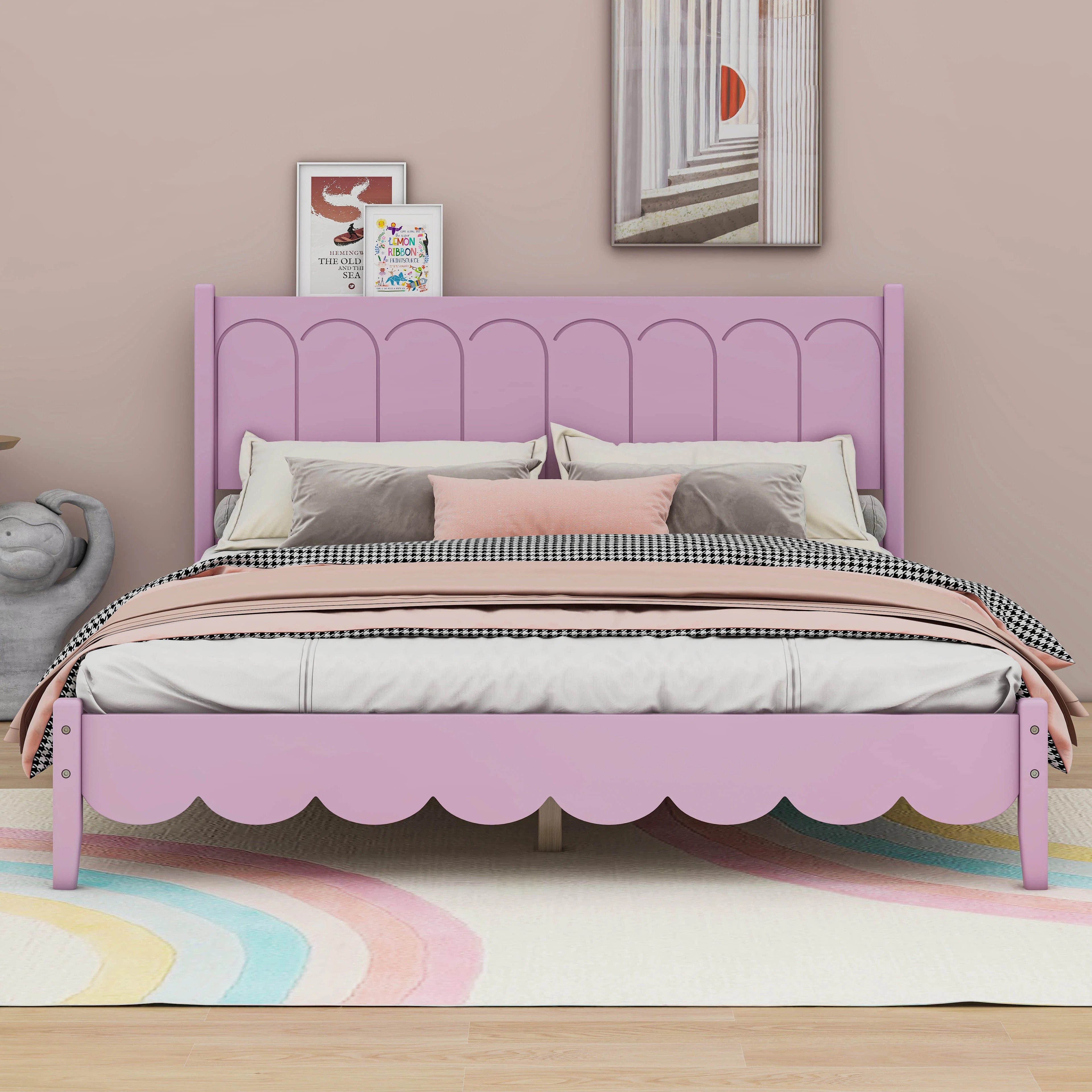 Cosmic Retro Style Bed with Rectangular Headboard | Wayfair | Wayfair North America