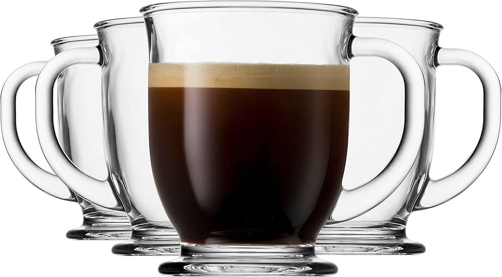 Godinger Coffee Mug Set, Glass Coffee Mugs Cups with Handle for Hot Beverages, Tea Cups Large Mug... | Amazon (US)