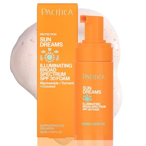 Pacifica Facial Sunscreen - Sun Dreams Illuminating SPF 30 Foam Broad Spectrum Every Day Face Lotion UVA/UVB Protection | Amazon (US)