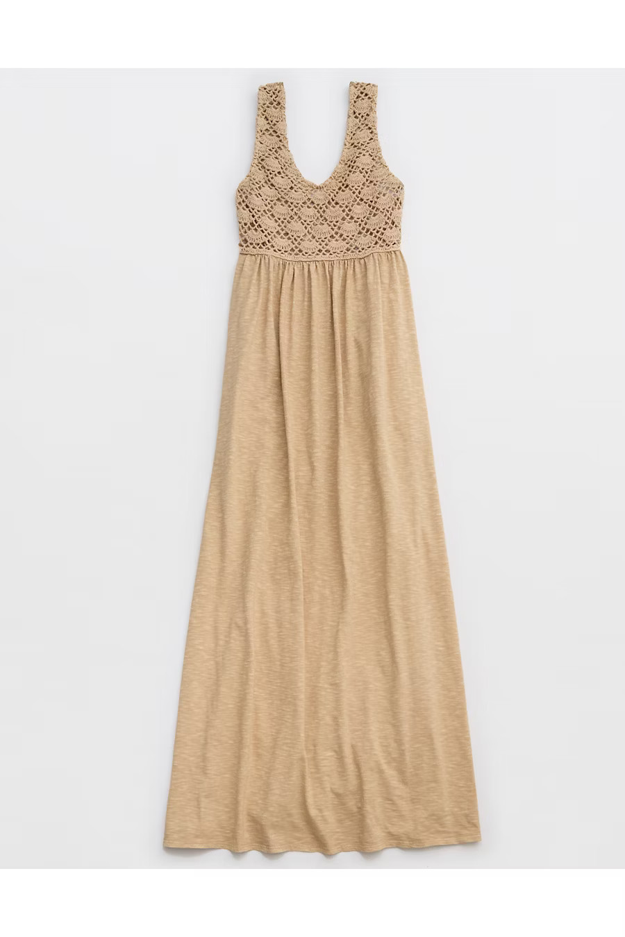 Aerie Crochet Maxi Dress Women's Koko Brown XXS | American Eagle Outfitters (US & CA)