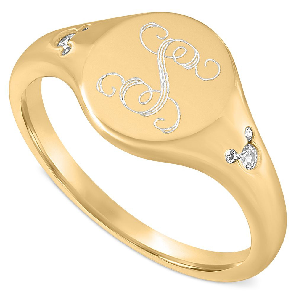 Mickey Mouse Gold Signet Ring by Rebecca Hook – Personalized | Disney Store