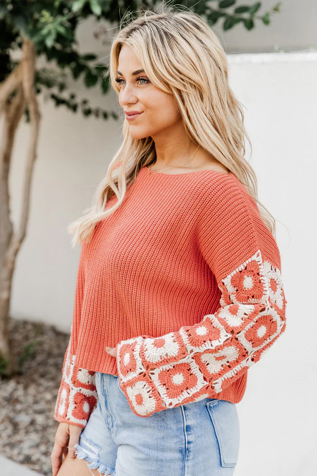All I Really Want Black Crochet Sleeve Sweater | Pink Lily