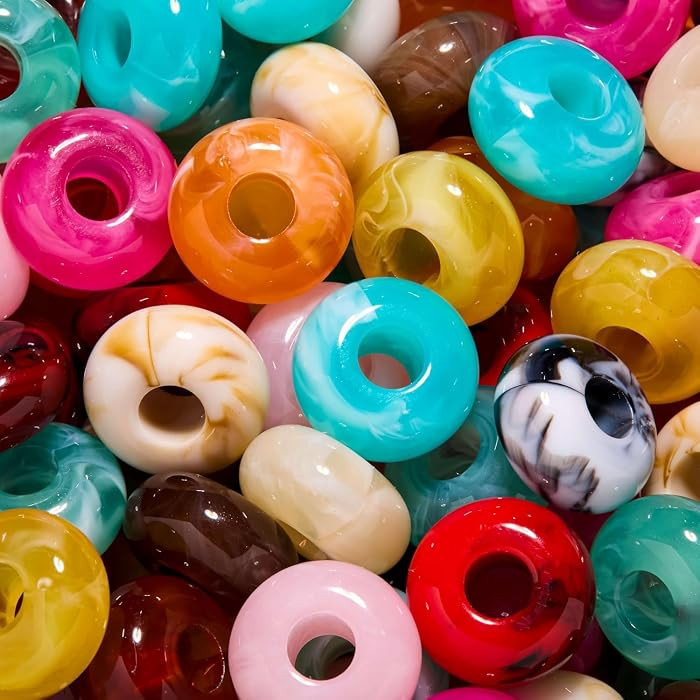 100Pcs Mixed Color Resin Large Hole Beads | Amazon (US)