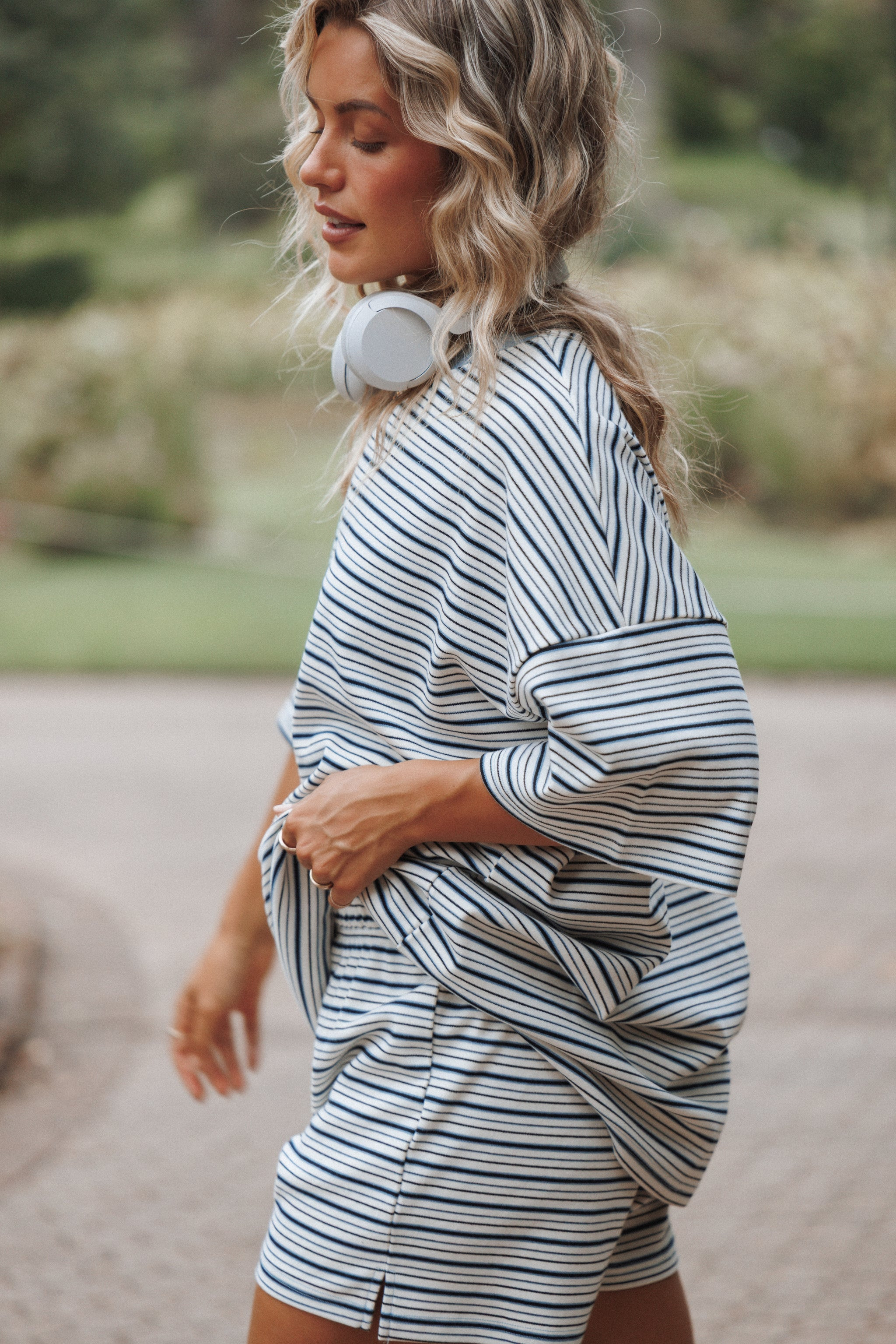 Hellen Stripe Short Set - Blue/Cream Stripe | Petal & Pup (AU)