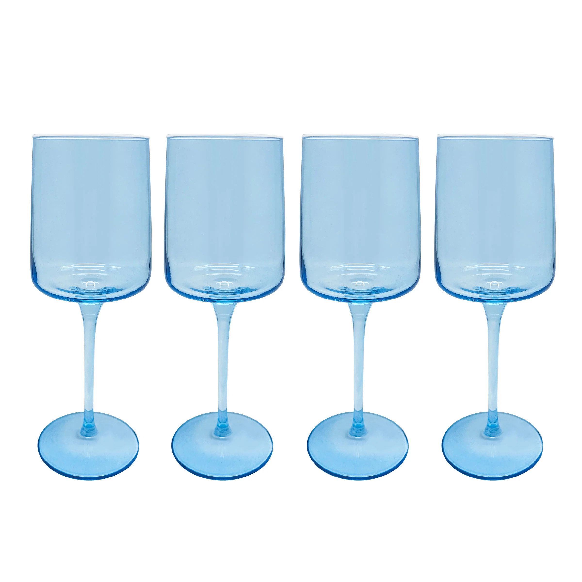 Fine Line Light Blue with White Rim Wine Glass Set of 4 | Mariposa