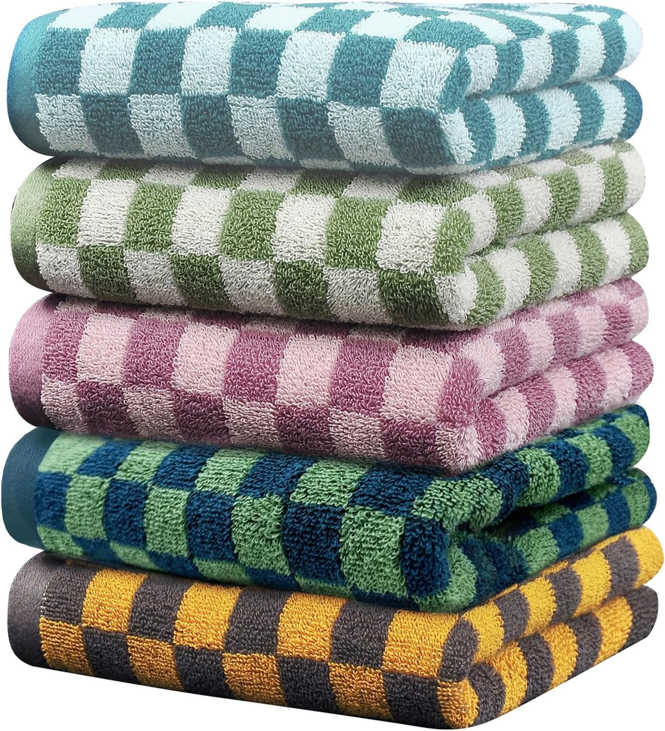5Pack Hand Towels for Bathroom Checkered Cotton Face Towels Soft Absorbent for Bathroom Kitchen S... | Amazon (US)
