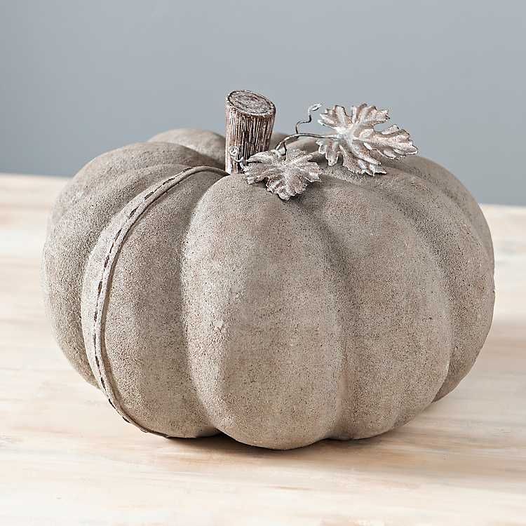 New!Large Gray Stitched Pumpkin | Kirkland's Home