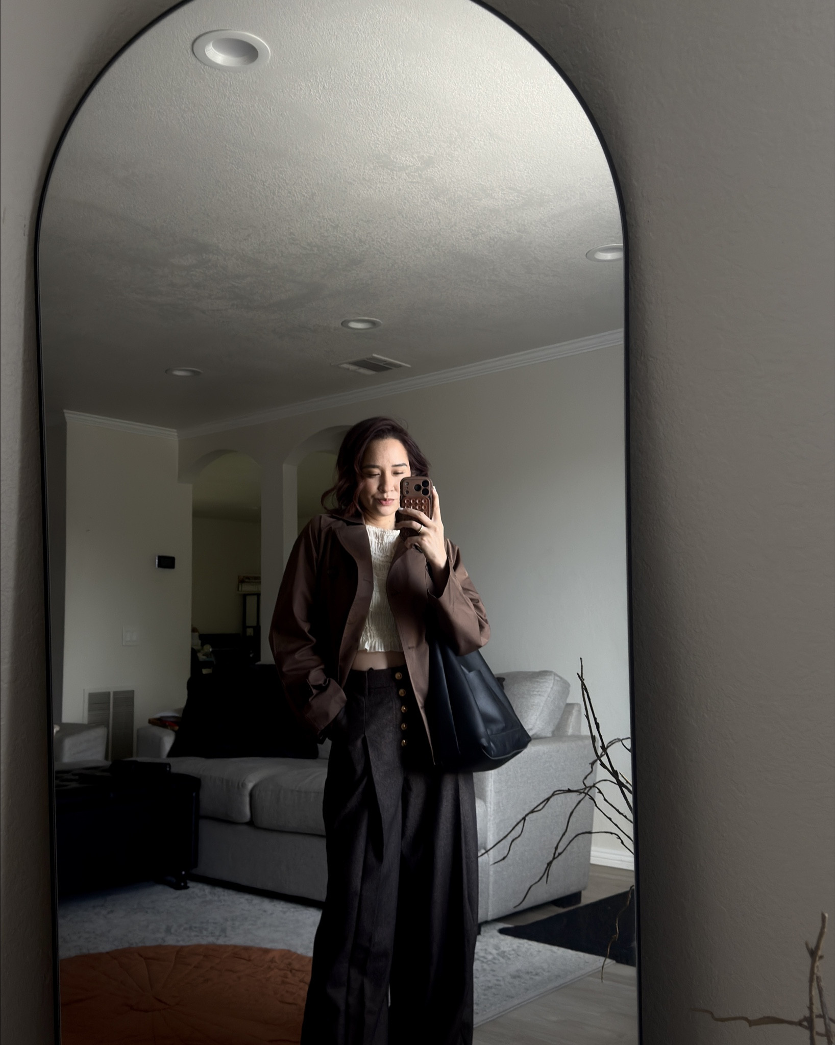 Two looks, slightly different styles!

I initially wore the cropped trench with the skirt too (just not pictured!) but just swapped the boots & skirt, for the wide leg pants for a more covered up look. (Length is extraa long.. love the look but may have to hem it just a little!)

Purse is from TikTok shop!!


#LTKmomlife #LTKU #LTKPetite