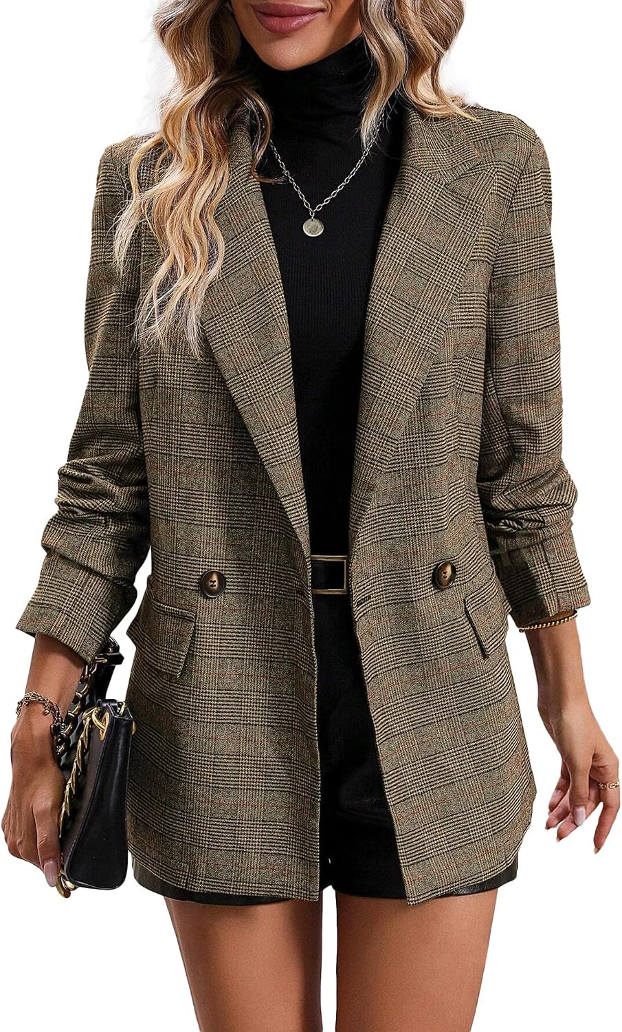Mina Self 2026 Women's Fall Plaid Blazer Houndstooth Jacket Business Casual | Amazon (US)