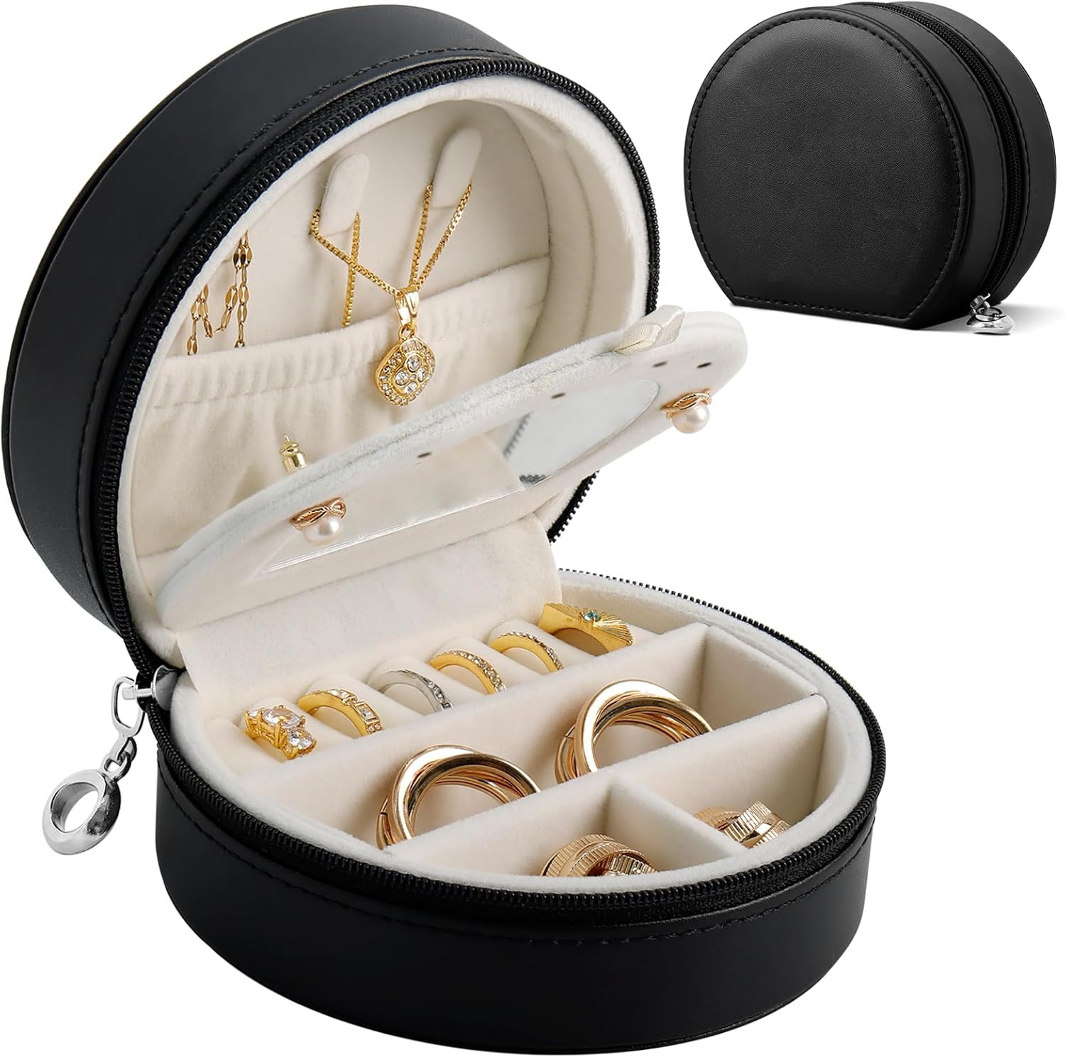 Travel Jewelry Case, PU Leather Travel Jewelry Organizer Jewelry Boxes for Women, Small Portable ... | Amazon (US)