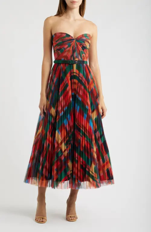 Hutch Meadow Strapless Pleated Gown in Red Multi at Nordstrom, Size 0 | Nordstrom
