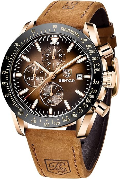 BENYAR Watch for Men Analog Quartz Chronograph Waterproof Luminous Designer Mens Wrist Watches Bu... | Amazon (US)