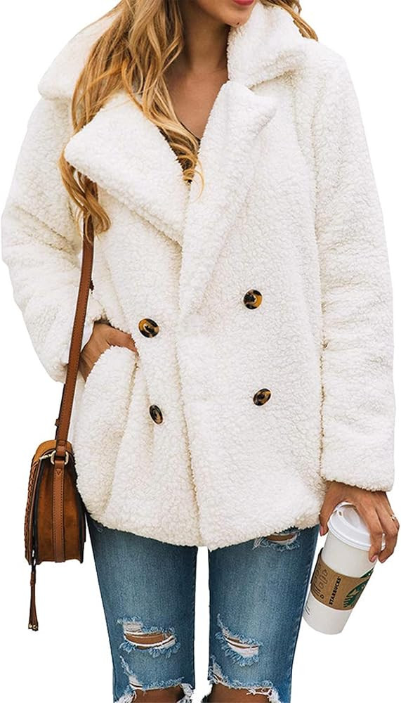 PRETTYGARDEN Women's Fashion Winter Coat Long Sleeve Lapel Zip Up Faux Shearling Shaggy Oversized... | Amazon (US)