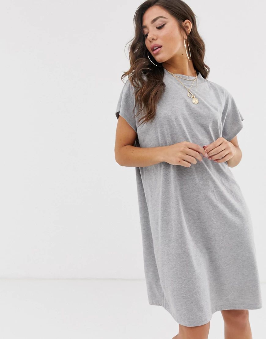 ASOS DESIGN grown on sleeve t-shirt dress-Grey | ASOS (Global)