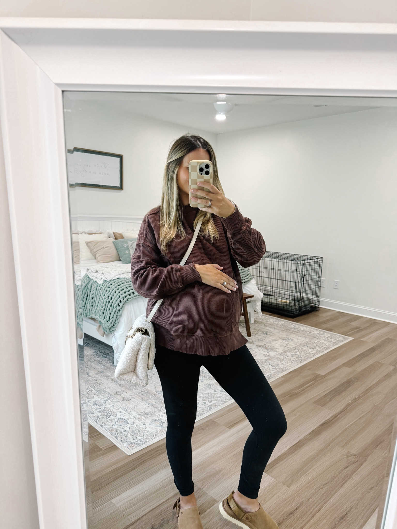 Pregnancy fall outfit! Such a cozy fall outfit. Fall sweater. Fall shirt. Bump style. Bump outfit  

#LTKStyleTip #LTKFallSale #LTKBump