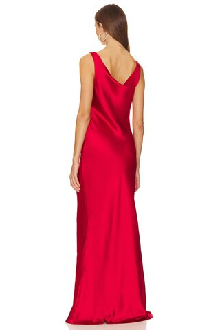 Deep Drape Neck Gown in Tiger Red | Revolve Clothing (Global)
