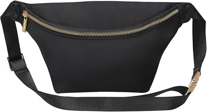 YogoRun Fanny Pack Crossbody for Women Nylon Travel Waist Belt Bag (Black) | Amazon (US)