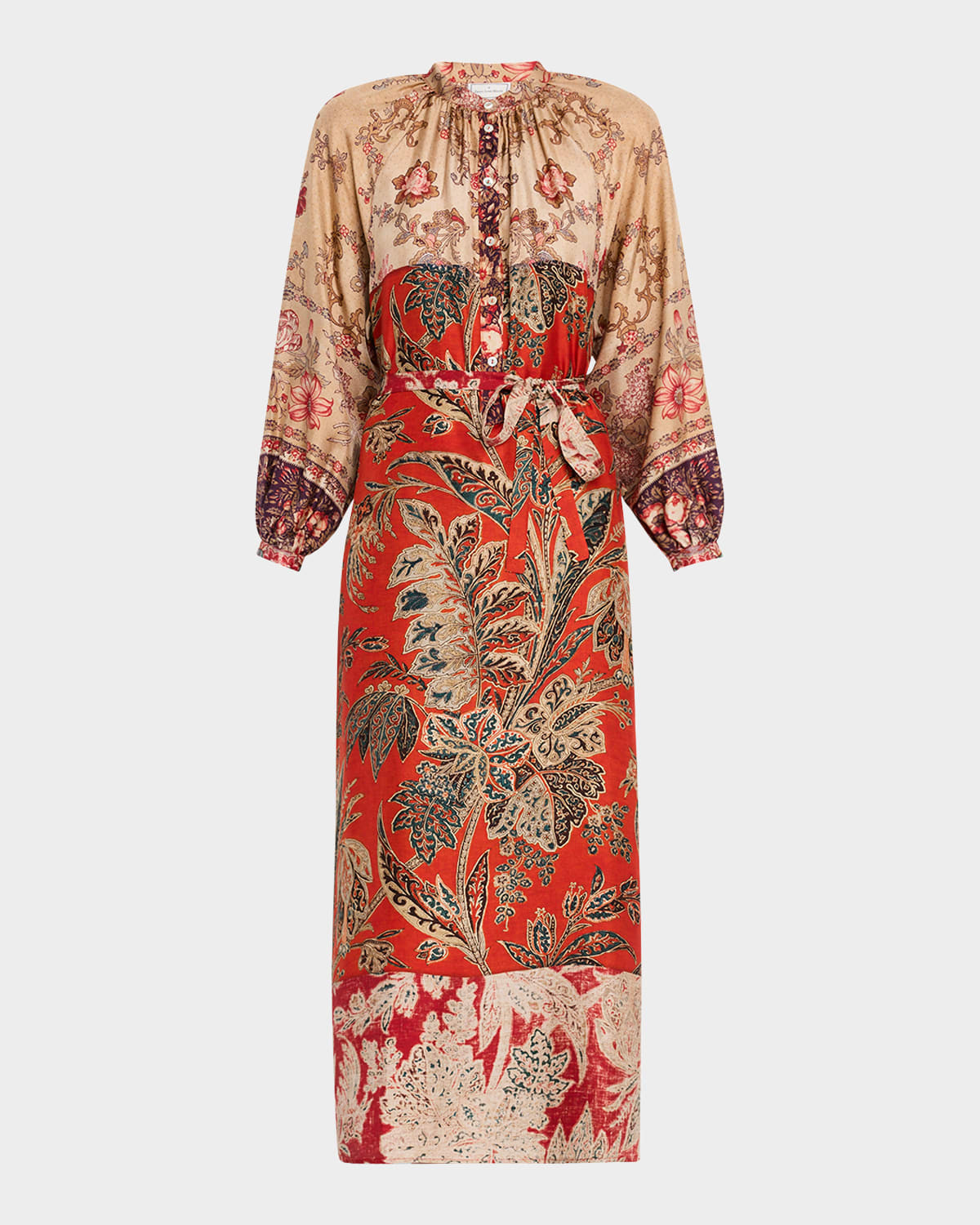 Floral-Print Silk Midi Dress | Neiman Marcus