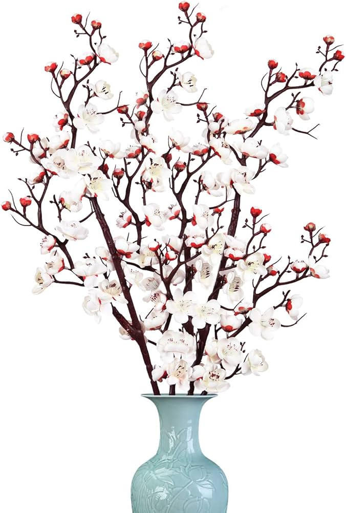 Dolicer 2 Pack Plum Blossom Artificial Flowers Simulation Flower Artificial Silk Plum Blossom Lon... | Amazon (US)