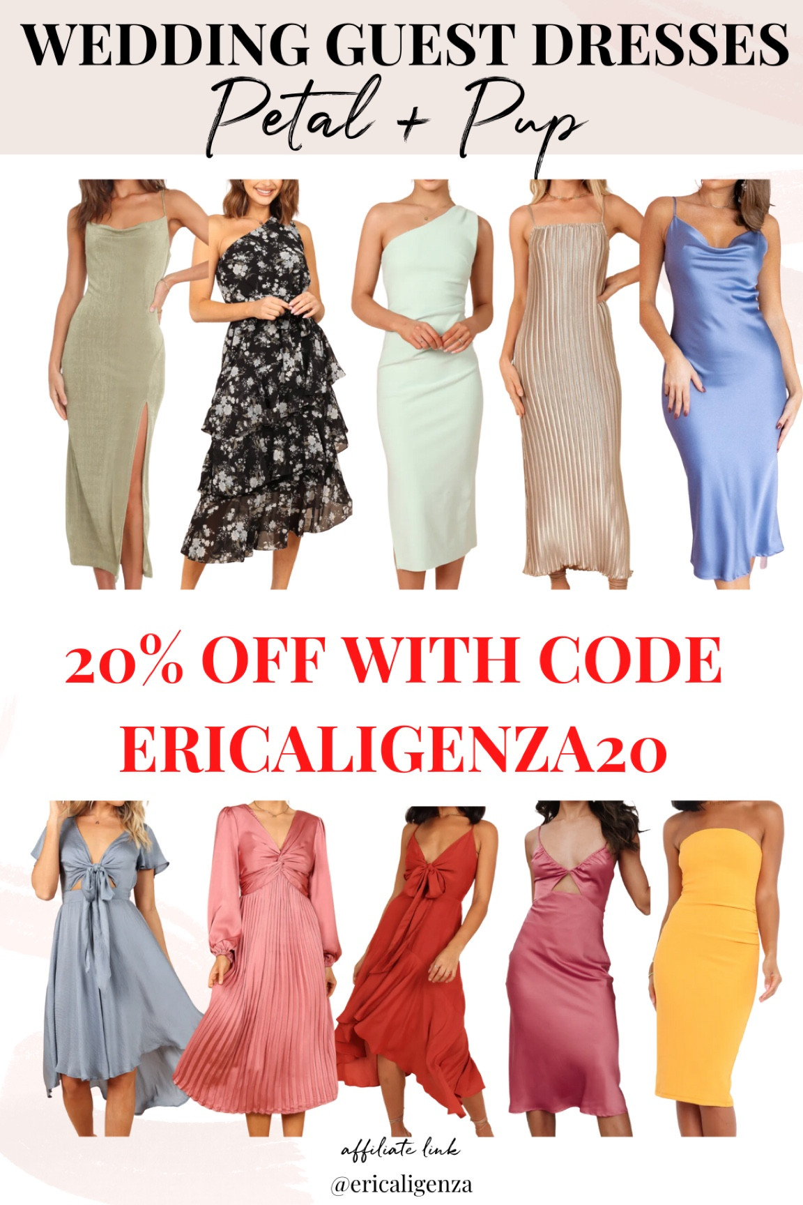 💐 spring wedding guest dresses for under $100 💐 plus 20% off with code ERICALIGENZA20 💐

Spring wedding guest dresses // wedding guest dresses // wedding guest dresses under $100 // metallic wedding guest dress // floral cocktail dress // one shoulder dress // satin wedding guest dress // periwinkle wedding guest dress // blue dress for spring // rose colored wedding guest dress // flowy wedding guest dress // dress with cut outs // yellow dress for spring 

#LTKunder100 #LTKSeasonal #LTKwedding